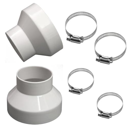 Image of Exhaust Hose Adaptor Window 100 mm to 75 mm, Pipe Connector, Reducer, Hose Clamps Ventilation Hose 100 mm, Exhaust Pipe, Ventilation Duct, for Efficient Ventilation Systems, Pack of 2