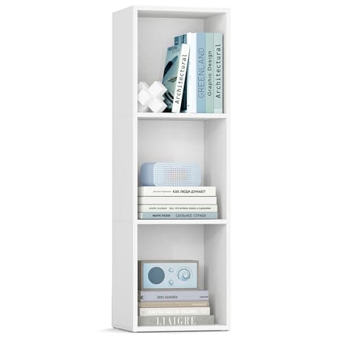 Image of Vasagle Custos Collection - Bookcase, 3-Tier Shelf, Open Storage Shelf, 24 x 30 x 94.8 cm, for Living Room, Home Office, Bedroom, Cloud White LBC433W01