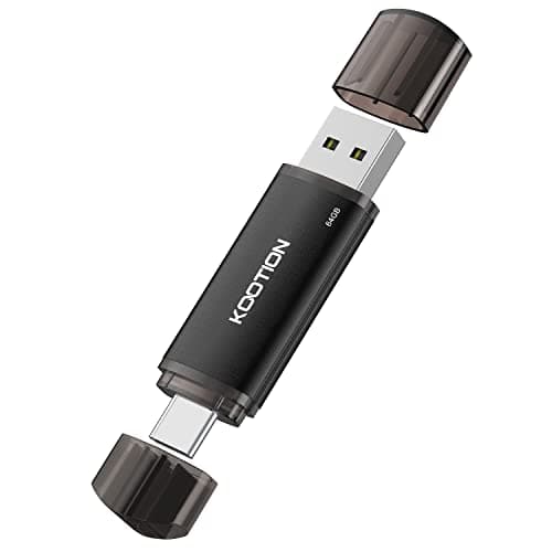 Image of KOOTION 64 GB 2-in-1 Dual USB A & C OTG Flash Drive for Android, Tablet, Laptop (Black)
