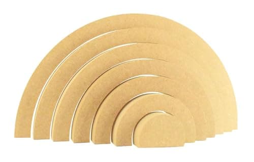 Image of 7 Tier Stacking Rainbow – 18mm MDF Thickness – Pack of 10 Wooden Craft Rainbow Shapes – DIY Paintable Rainbow Decor – Custom Wooden Rainbow Nursery Display – Craft Blanks for Painting