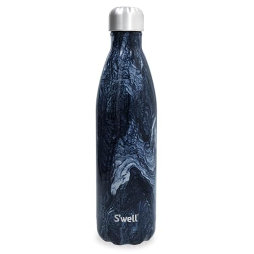 Image of S'well Stainless Steel Reusable Water Bottle, 750ml, Azurite Marble, Triple-Insulated and Leak-Proof Drinking Bottle for Hot and Cold Beverages up to 48h Cold/24h Hot, Blue