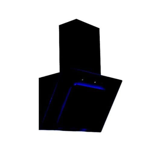 Image of Cookology Essentials AEHBLUE60BK Extractor Hood 60cm - Angled Chimney Cooker Hood Wall Mounted - Blue LED Strip Lighting - 3 Speeds - Touch Controls - 371.5 m3/hr Air Flow - Grease Filter - Black