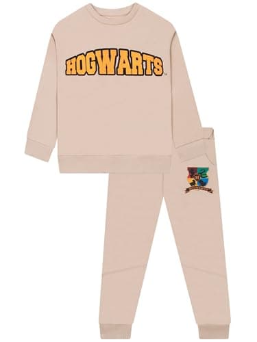 Image of Harry Potter Boys Sweatshirt And Joggers Set, Hogwarts 2 Piece Outfit Set, Hogwarts Boys Clothing, Brown 11-12 Years