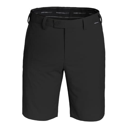 Image of Harry Hall Men's Golf Shorts - Slim Fit, Grip Waistband, Stretch & Breathable Fabric - Quick Dry, Water Resistant Finish - Black 36W