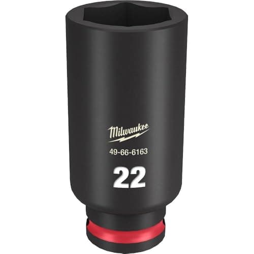 Image of Milwaukee Shockwave 3/8-Inch Drive Deep 6 Point Impact Socket, 22 mm Size