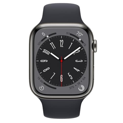 Image of Apple Watch Series 8 (GPS + Cellular, 45mm) Graphite Stainless Steel Case with Midnight Sport Band, M/L (Renewed)