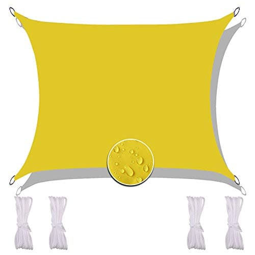 Image of Redfire Garden Sail Canopy Poles 3X6M, Sun Protection Garden Sun Shade Shelter Various Sizes with Fastening Rope Multifunction for Deck Yellow