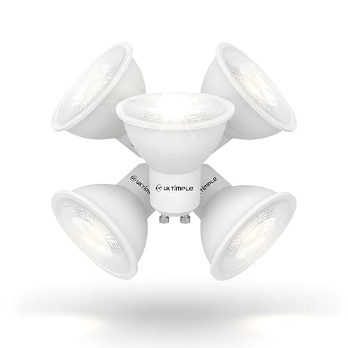 Image of Uk Timple GU10 LED Light Bulb, High Brightness, Cool White 4000K, 6W Bulb = 60W Halogen, MR16 Cap GLS 510LM 86% Energy Saving Lightbulbs, Flicker-Free, Non-Dimmable, Ra ≥ 80 25000hrs Life - 5 Pack