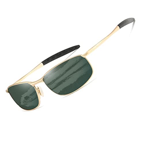 Image of kimorn Polarized Sunglasses For Men Retor Rectangle Frame Classic Sun Glasses K0535 (Gold&G15)