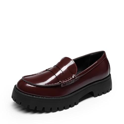 Image of DREAM PAIRS Women Loafers Slip On Flat Work Office Shoes Lightweight Non Slip Classic Ladies Loafers,Size 7,Burgundy,SDLS26006W