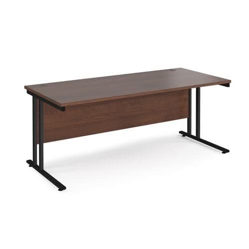Image of Office Monster Cooper straight desk 1800mm x 800mm - black cantilever leg frame, walnut top