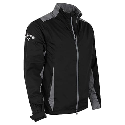 Image of Callaway - Golf Waterproof Jacket for Men, Stormlite II Breathable Full Zip Coat with Stretch, Adjustable Cuffs and Lightweight (Caviar Black)