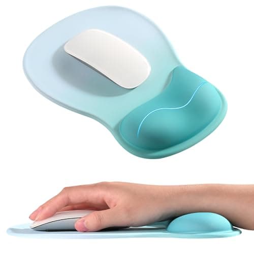 Image of EooCoo Mouse Pad with Gel Pad Rest Wrist Support and Anti Slip PU Base, Durable and Washable Ergonomic Mouse Mat, Matt Mousepad Desk Accessories for PC Laptop Computer Mice - Blue