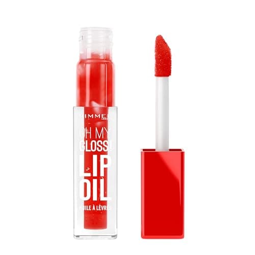 Image of Rimmel Oh My Gloss! Lip Oil 004 Vivid Red, Juicy Shine, Hydrates & Naturally Plumps, Moisture Boost, Vitamin E, Replenishes & Restores the Lips, Coconut Oil, Non-Sticky, Vegan & Cruelty Free