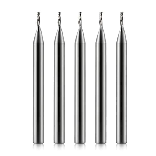 Image of O Flute End Mill 1/8 Shank,1mm Cutting Dia,4mm CEL, Carbide CNC Router Bit 1/8 Single Flute Up Cut Spiral Bits for Wood Acrylic Plastic Pack of 5(3.175x1x4x38mm)