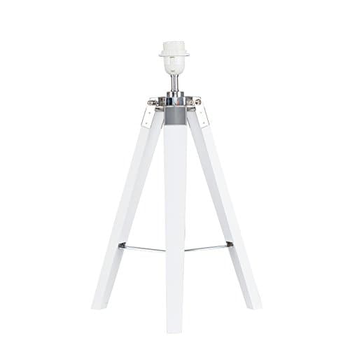 Image of MiniSun | Modern White Wood and Silver Chrome Table Lamp Base | Table Lamps, Home Décor & Improvement Essential