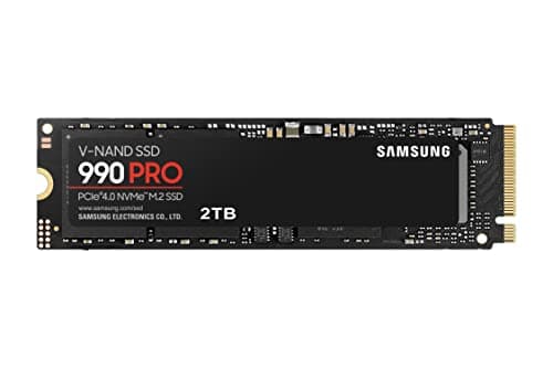 Image of Samsung 990 PRO NVMe M.2 SSD, 2 TB, PCIe 4.0, 7,450 MB/s read, 6,900 MB/s write, Internal SSD, For gaming and video editing, MZ-V9P2T0BW