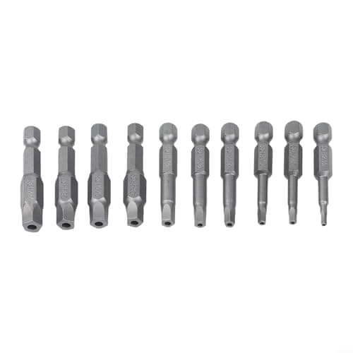 Image of Axorafow 10-Piece 5-Point Security Bit Set, .15-H7.55 Alloy Steel Screwdriver Bits with 1/4" Hex Shank Drills, Automotive and Electro