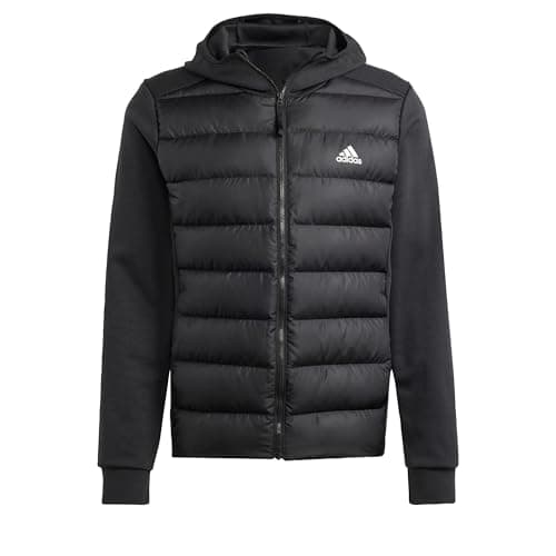 Image of adidas Men's Essentials Hybrid Down Hooded Jacket, Black, S