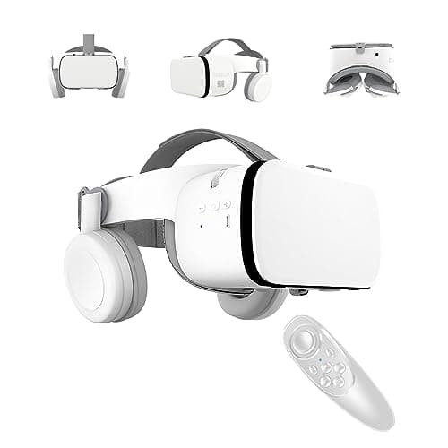 Image of VR Headset for Phone Virtual Reality headsets with Remote Control, Mobile VR 3D Video Glasses Goggles for Movies & Play Games, Compatible for iPhone Android Phones (White)