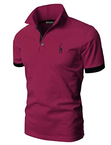 Image of KUNJLELP Men's Regular-Fit Cotton Pique Polo Shirt Short Sleeve Golf Polos,Red,XL