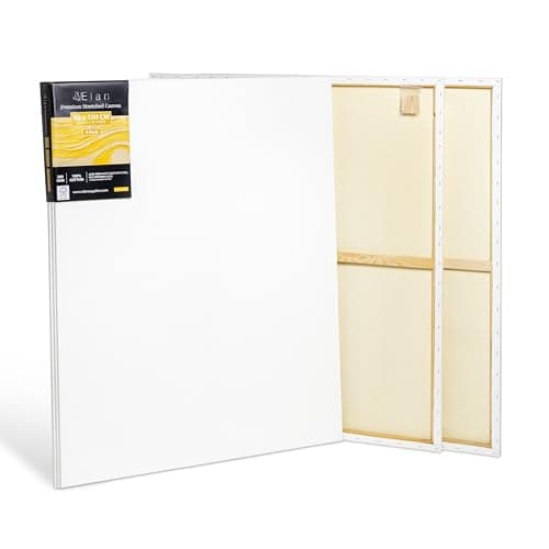 Image of Elan Stretched Canvases 80x100 CM 380 GSM, 3-Pack Art Canvases for Oil Painting, Extra Large Canvas for Painting 380 GSM, Oil Canvas 80x100 CM