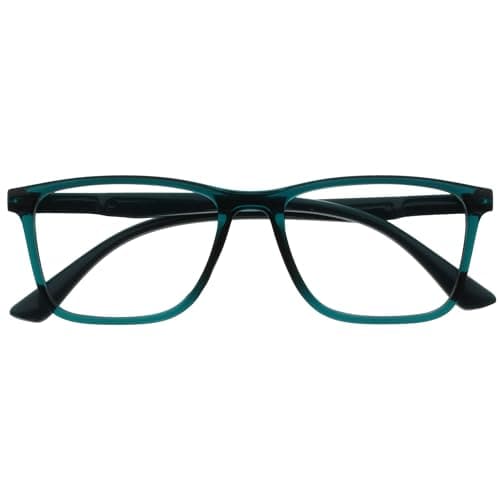 Image of OPULIZE NYX Blue Light Blocking Reading Glasses - Anti-Glare Computer and Gaming Eyewear - UV and Eyestrain Protection - Rectangular Frame - Turquoise - Men Women - + 2.00