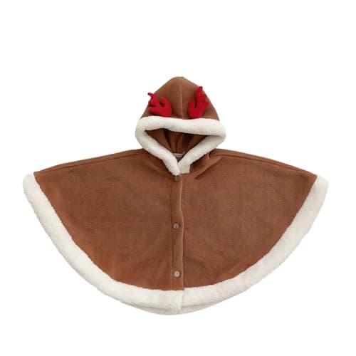 Image of Generisch Christmas Jumper Children's Toddler Christmas Girls Hooded Cape Cloak Poncho Coat Snowsuit Carseat Poncho Jacket Winter Outfit, brown, 6-12 Months