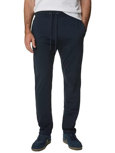 Image of BRAND KRUZE Mens Joggers Casual Cotton Straight Leg Open Hem Regular Fit Jogging Trousers with Pockets (UK, Alpha, L, Regular, Regular, Navy)