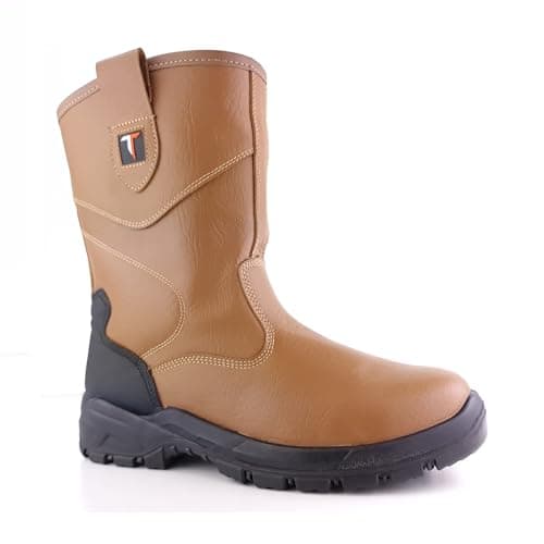 Image of Tuffking 9050 S1P Mens Tan Fur Lined Steel Toe Cap Rigger Safety Boots Work Boot (8 UK)