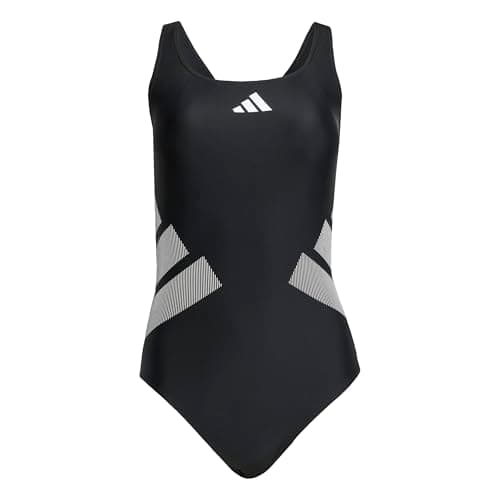 Image of adidas Women's Logo C-Back Swimsuit, Black/White, 38