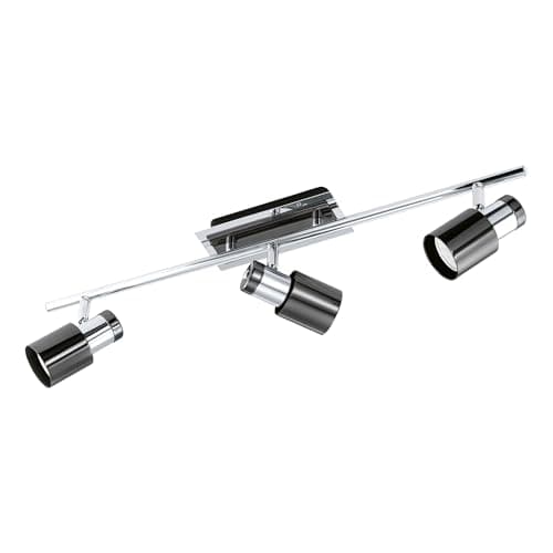 Image of Eglo LED Ceiling Lamp Davida 1, 3-Light Ceiling Fixture, Metal Ceiling spot in Chrome, Nickel-Black, Living Room lamp, spot Including GU10 Bulb, Warm White