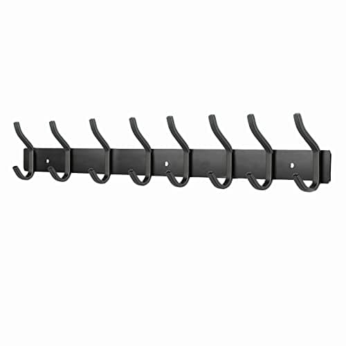 Image of MEIJO Coat Hooks Wall Mounted, Coat Rack Wall Mounted Stainless Steel with 8 Hooks Heavy Duty Coat Hooks for Door, Bedroom, Bathroom, Kitchen(Balck, 8 Hooks)