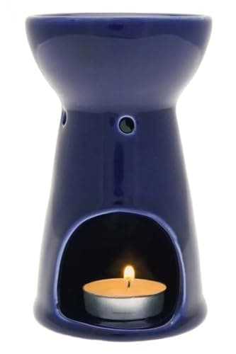 Image of Absolute Aromas Ceramic Cobalt Blue Oil Burner - to use with tealight candle for essential oils