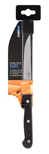 Image of Chef Aid Utility Knife in Black – Stainless Steel Blade, Ergonomic Handle, Dishwasher Safe, Perfect for Everyday Food Prep