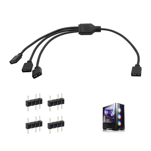 Image of 5V 3Pin ARGB Splitter Cable, 1 to 3 Addressable RGB Splitter Cable Extension for Fans, CPU Coolers Chassis and LED Strips Connector, Compatible with ASUS MSI GIGABYTE ARGB Header, Flexible Durable