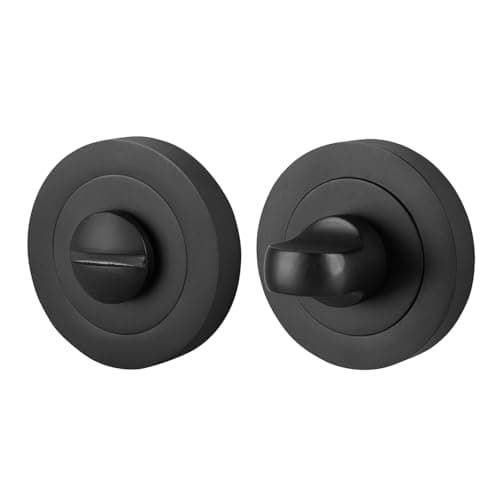 Image of EAI Black Bathroom Thumb Turn and Release Set, Matt Black Universal Round Door Turn and Release Lock for Bathroom/Toilet - Oliena Range