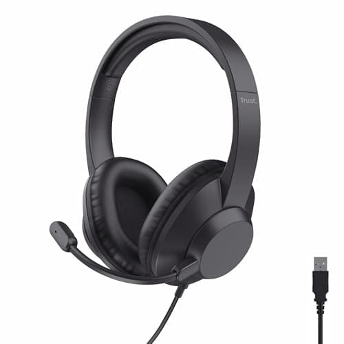 Image of Trust Roha II Max USB Headset with Microphone Over-Ear, PC Headset 1.8m Cable, 85% Recycled Plastics, USB-C Wired Headphones with Microphone for Computer Laptop Mac Desktop Home Office Teams Zoom