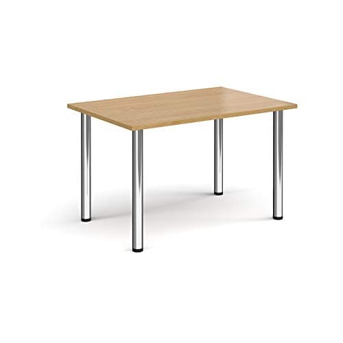 Image of Mr Office Rectangular radial leg meeting table - chrome legs, Oak, 1200