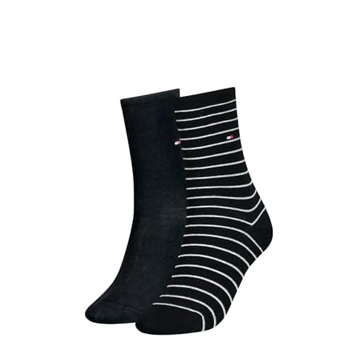 Image of Tommy Hilfiger 2-Pack Small Stripe Women's Socks, Black 2.5-5 Black