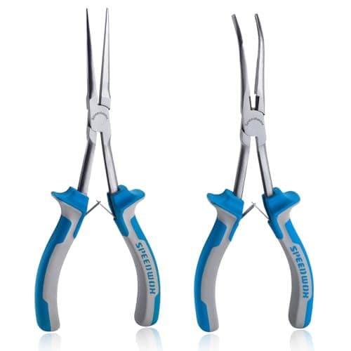 Image of SPEEDWOX 2 Pcs Long Nose Pliers Curved Needle Nose Pliers Tool Kit for Jewelry Making, Wire Bending and Gripping Objects in Narrow Spaces