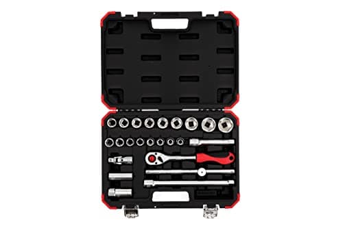 Image of GEDORE R69003024 Steckschl.Satz 1/2 SW10-32mm 24tlg red Set, 24 Pieces, with Reversible Ratchet, Socket Spanner and Spark Plug Insert, 1/2 inch, Zoll