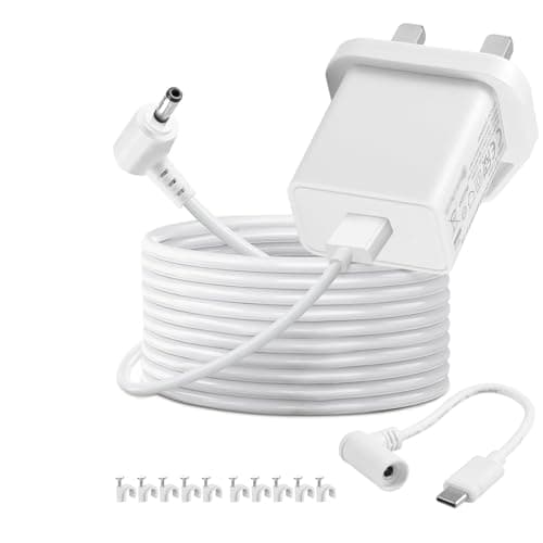 Image of Power Adapter Charger Cord Weatherproof 5M Compatible with Ring Stick Up Cam Battery/Plug-in 3rd Gen/2nd Gen, Outdoor Cam Plus & Pan Tilt Stick Up Camera, Indoor/Outdoor Power Cord (16.4ft/5m) White