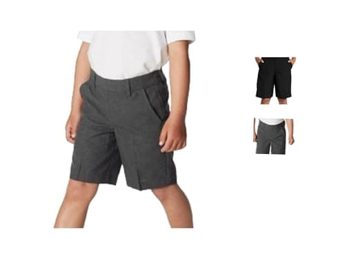Image of KAMDIN School Shorts with Adjustable Waistband, Straight Leg Fit, Stain and Water Resistant, Ideal for School Term (UK, Age, 7 Years, 8 Years, Regular, Grey)