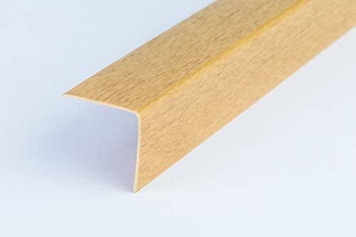 Image of Wood Effect Plastic PVC Corner 1M Angle Trim Wall Corner Guard Edge Protector TMW Profiles (40mm x 40mm x 1M, Mountain Oak)