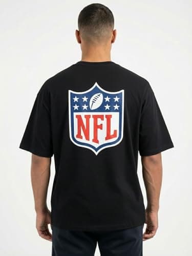 Image of OOSC Mens NFL Oversize Shield Black T-Shirt, Black, XL EU