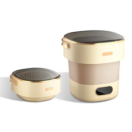 Image of Portable Washing Machine, 16L 2KG Mini Foldable Washer and Spin Dryer With 3 Cleaning Modes, Laundry Machine for Underwear, Baby Clothes, and Small Item, for Camping, RV, Travel, Apartments, Dorm-Whit