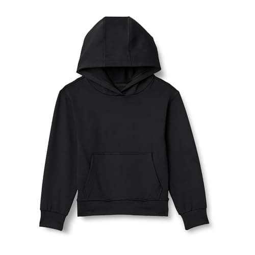 Image of Amazon Essentials Boys' Active Performance Stretch-Knit Hoodie Sweatshirt, Black, 6-7 Years