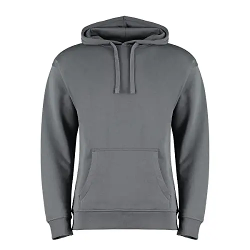 Image of Kustom Kit Men's Pullover Hoodie Regular Fit Hooded Sweatshirt, Dark Grey, LGE