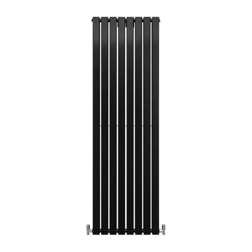 Image of Designer Radiators 180 x 56cm Flat Panel Modern Central Heating Matt Black Vertical Column Double Panel Wall Mounted Slimline Kitchen Living Room Bathroom Commercial Cleaning Brush & Fixing Kit
